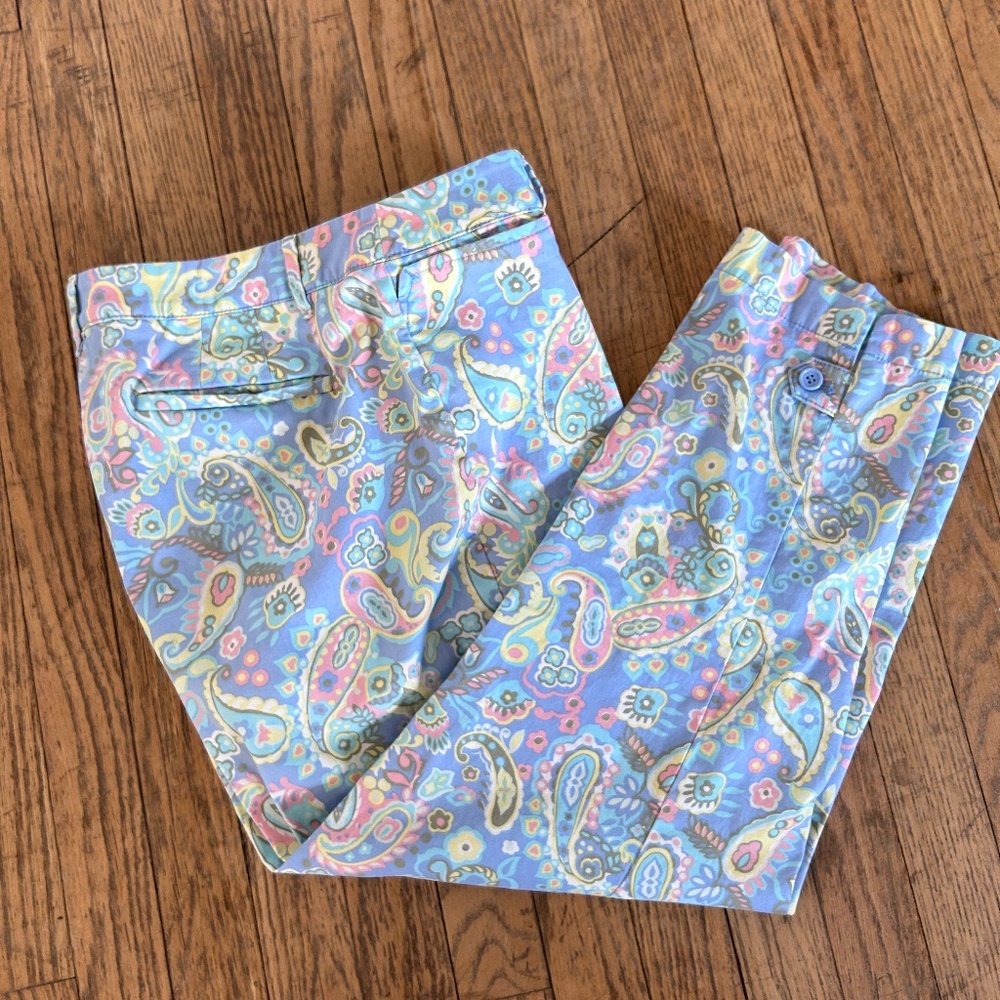 12 Reg. TALBOTS soft cotton pants paisley pastels comfortable